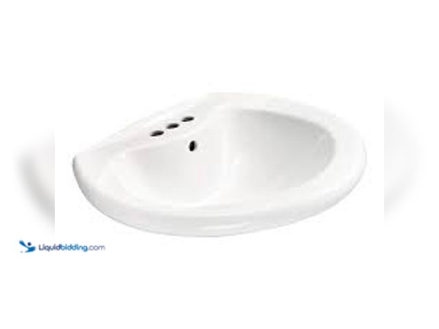 Lot 49-5475813 - Glacier Bay Shelburne 8.2 in. Pedestal Sink Basin in White Vitreous China. Model # F-300-4W. Unused,...