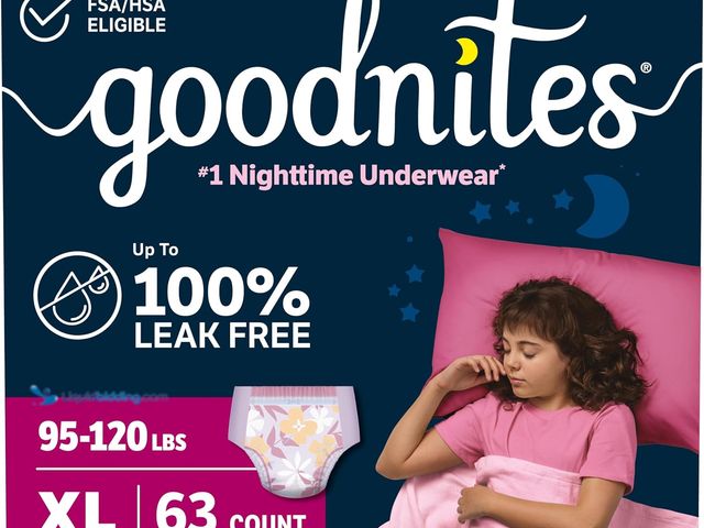 Lot 49-3564277 - Goodnites Girls' Nighttime Bedwetting Underwear, Size Extra Large (95-120 lbs), 63 Ct (3 Packs of 21...
