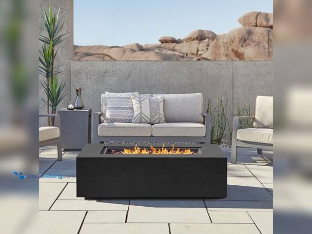 Lot 49-5549888 - Real Flame Aegean 50 in. x 15 in. Rectangle Steel Propane Fire Pit Table in Weathered Slate with NG ...