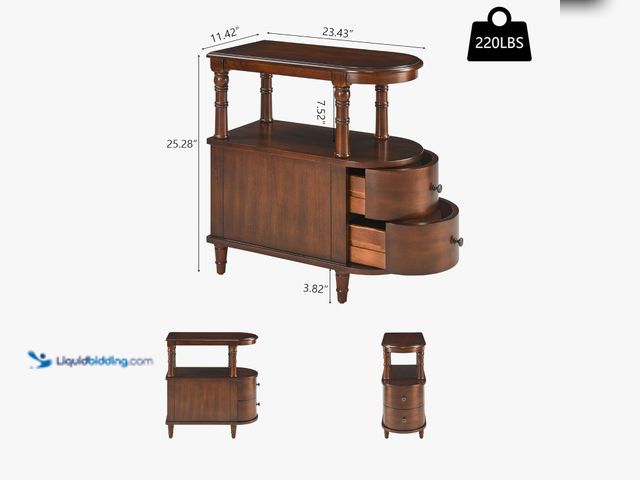 Lot 49-5433757 - PADMA HOUSE Solid Wood End Table with 2 Drawers, Narrow Sofa Side Table Slim Chair Side Table with S...