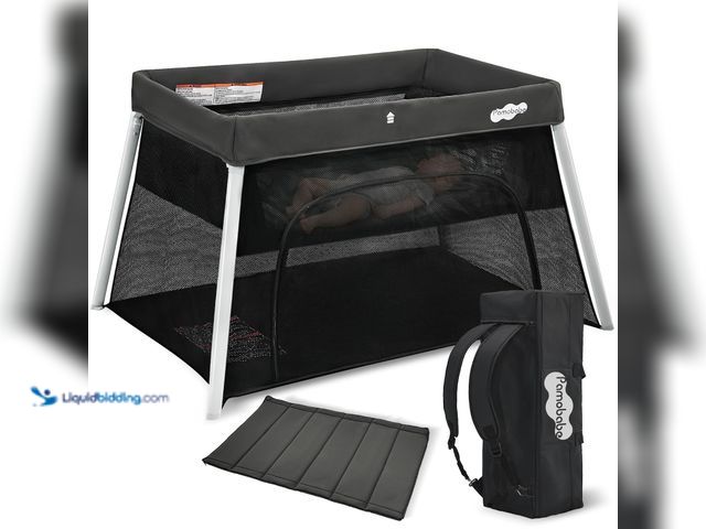 Lot 49-5560017 - Pamo Babe Travel Pack and Play, Foldable Portable Playpen with Mattress | Certified Baby Safe, Grey ...