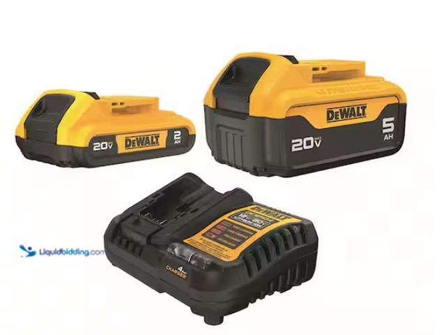 Lot 49-1567888 - DEWALT 20V MAX Lithium-Ion Battery Kit with 5.0Ah and 2.0Ah Battery and Charger, Model # DCB225-2C, ...
