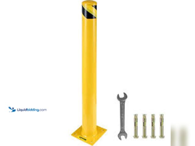 Lot 49-3536947 - VEVOR 42 in. H x 4.5 in. Dia Safety Bollard Yellow Steel Safety Barrier with 4-Free Anchor Bolts for...
