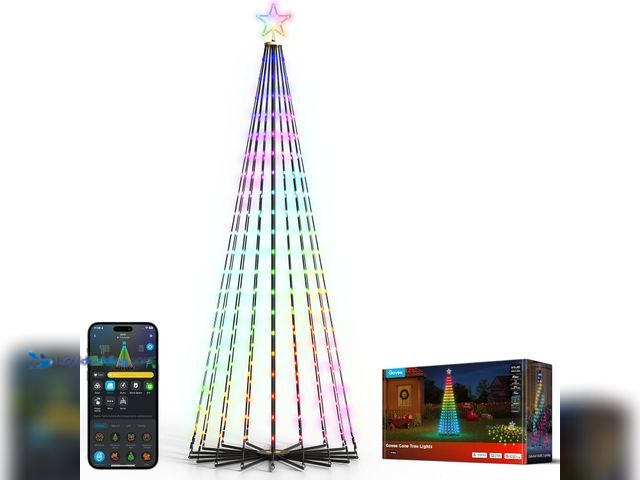 Lot 49-5463307 - Govee Christmas Cone Tree Lights, 7.5ft 370 LEDs RGBIC Christmas Tree Lights with Smart App Control,...