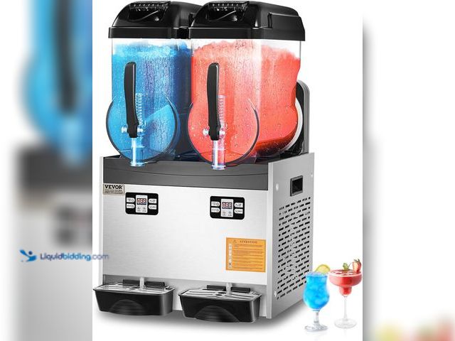 Lot 49-1536969 - VEVOR Commercial Slushy Machine, 12Lx2 Double Tank Frozen Drink Machine, 96 Cups Stainless Steel Mar...