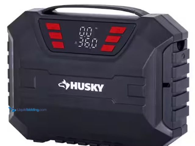 Lot 49-2022700 - Husky 12-Volt DC Compact Quick Flow Air Compressor Air Pump Inflator with Digital Pressure Gauge, LE...