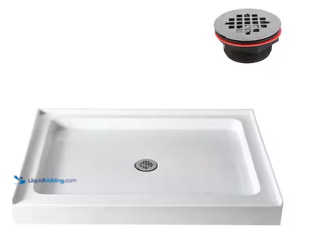 Lot 49-5478718 - Streamline
GB-508-36 48 in. L x 36 in. Alcove Acrylic Shower Pan Base in Glossy White with Center D...