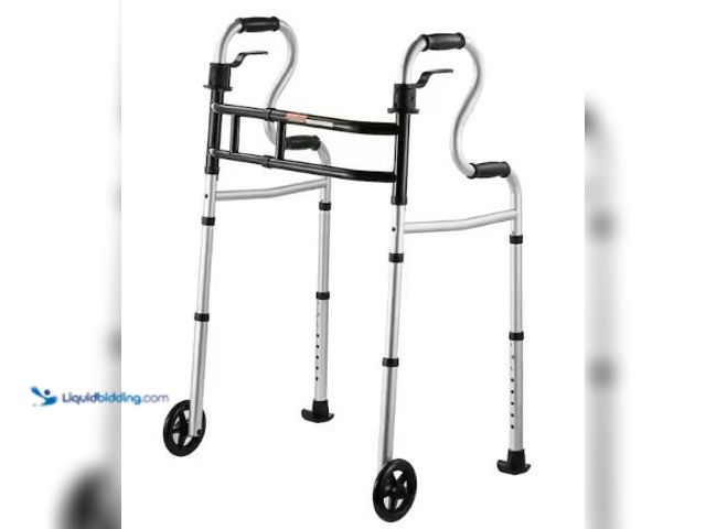 Lot 49-2022650 - VEVOR Folding Walker on Wheels, 3-in-1 Stand-Assist Folding Walkers with Adjustable Height and Width...