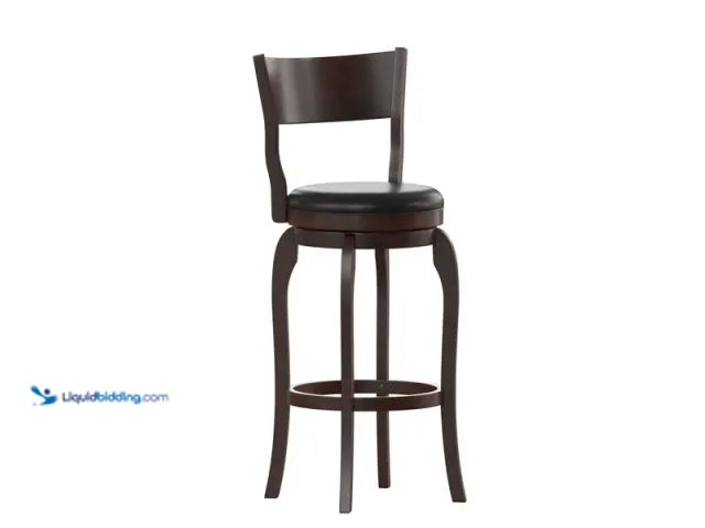 Lot 49-5408264 - Nichola Commercial Grade Classic Open Back Swivel Bar Height Pub Barstool with Bowed Wooden Frame an...