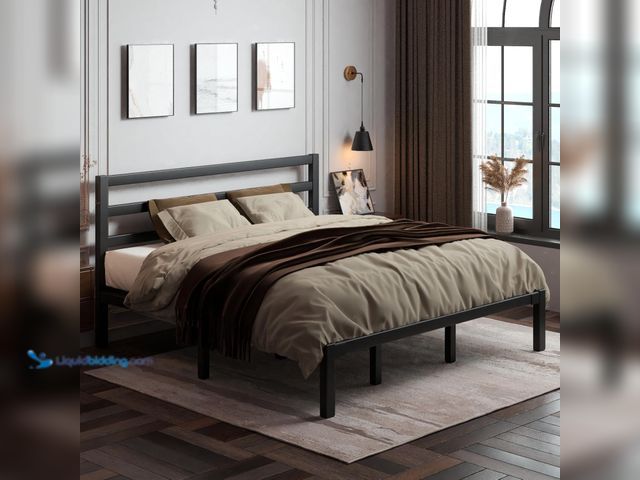 Lot 49-5459489 - King Size Bed Frame, Heavy Duty Platform Bed Frame with Strong Metal Foundation. Model #8-f10027-k8-...