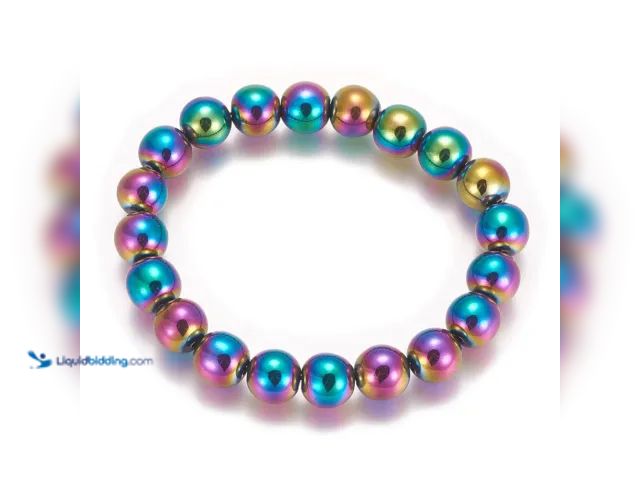 Lot 49-3471294 - Electroplated Magnetic Hematite Pain Relief Stretch Bracelet - NEW - Uses magnetic therapy to help r...