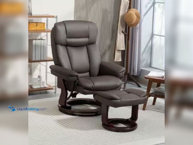 Lot 49-1517298 - Homcom Swivel Recliner chair, PU Leather Dark Brown Doesn’t come with ottoman unused  Internet # 335...