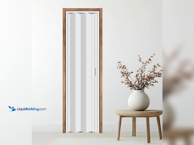 Lot 49-5574130 - 24" x 79" Accordion Door with Lock and Handle, White. B0GV877D7Q. Unused