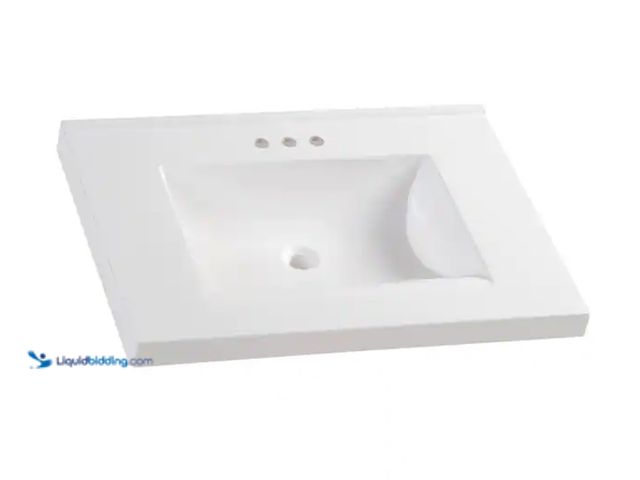 Lot 49-1559767 - Glacier Bay 31 in. W x 22 in. D Cultured Marble White Rectangular Single Sink Vanity Top in White, M...
