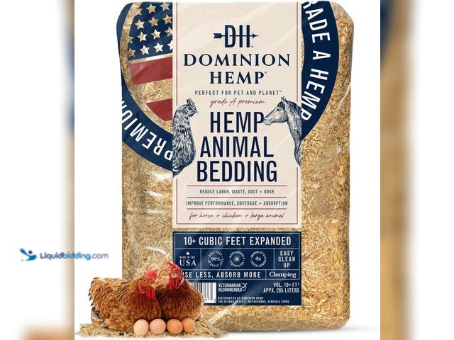 Lot 49-5544512 - Premium Hemp Bedding for Chicken Coops 285L (~10 Cu Ft usable Volume) - Made in USA - Ideal Nesting ...