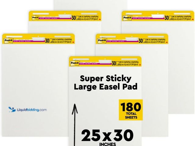 Lot 49-5410381 - Post-it Super Sticky Easel Pad, 25 x 30 Inches, 30 Sheets/Pad, 6 Pads, Large White Premium Self Stic...