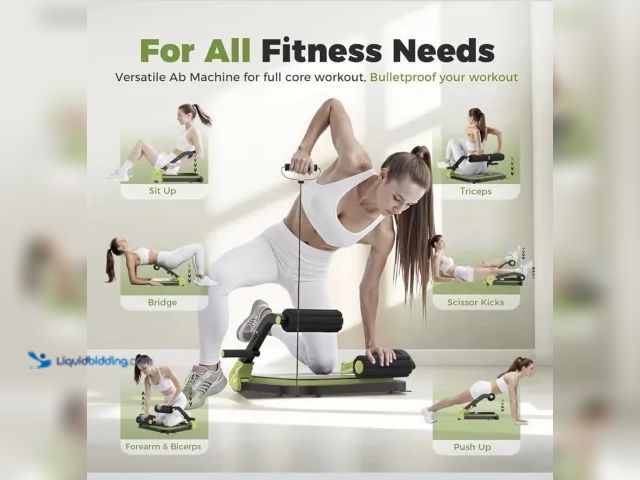 Lot 49-1624328 - Ab Machine for Home Gym, Sit Up Exercise Equipment for Core Workout, Adjustable Ab Trainer with 3 Re...