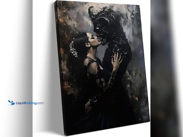 Lot 49-5407059 - Halloween Canvas Wall Art, Beauty and Beast Dark Kiss Pictures Print, Gothic Fantasy Dark Poster Fra...