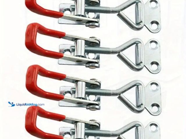 Lot 49-1820919 - 4pcs Latch Catch Cabinet Boxes Handle Toggle Lock Clamp Hasp red, and silver brand