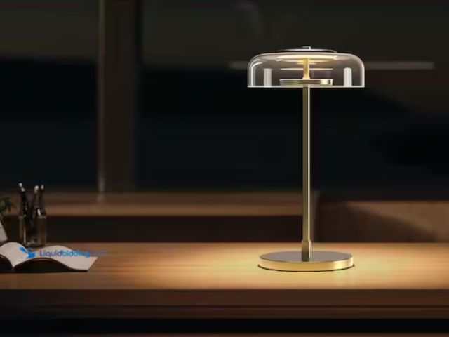 Lot 49-2006328 - Tzumi Atmosphere 16.5 in. LED Clear Hooded Shade Bronze Retro Table Lamp, Model # 9534HD, Unused, Ha...