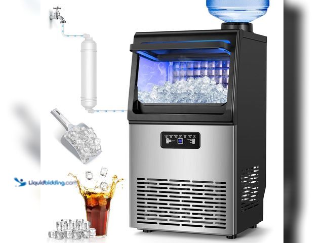 Lot 49-3513341 - Commercial Ice Maker Machine 100LBS/24H with 20LBS Storage Bin, Gallon Water & Facuet Water Inlet, 3...