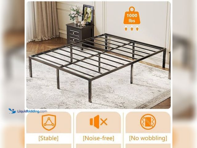 Lot 49-3564014 - Black Metal Bedframe (14in Queen) (hardware loose) Unused