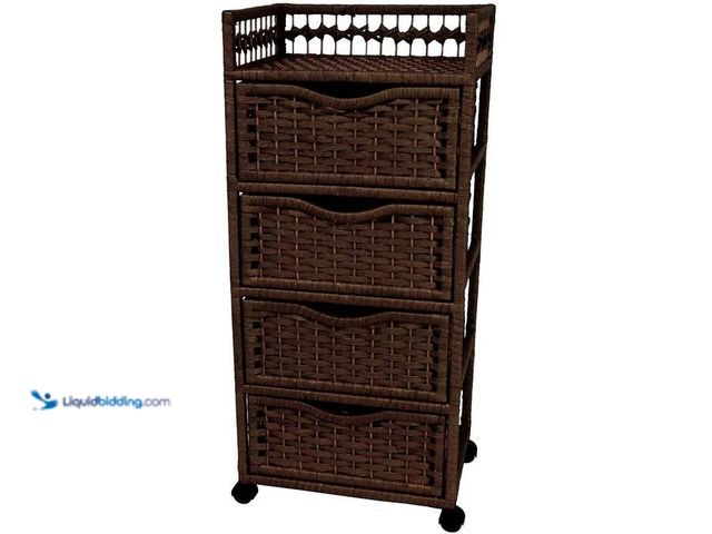 Lot 49-2024412 - Red Lantern 4-Drawer Mocha Wheeled Natural Fiber Trunk. Model # JH09-069-4-MOC. MSRP $182. Unused, f...