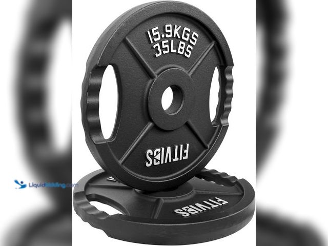 Lot 49-5489135 - Signature Fitness Olympic 2-Inch Cast Iron Plate Weight Plate for Strength Training and Weightliftin...