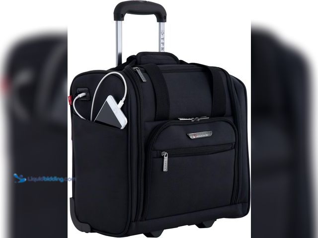 Lot 49-3528336 - TPRC 15" Smart Under Seat Carry-On Luggage with USB Charging Port, Black Option, One Size. [Model: B...