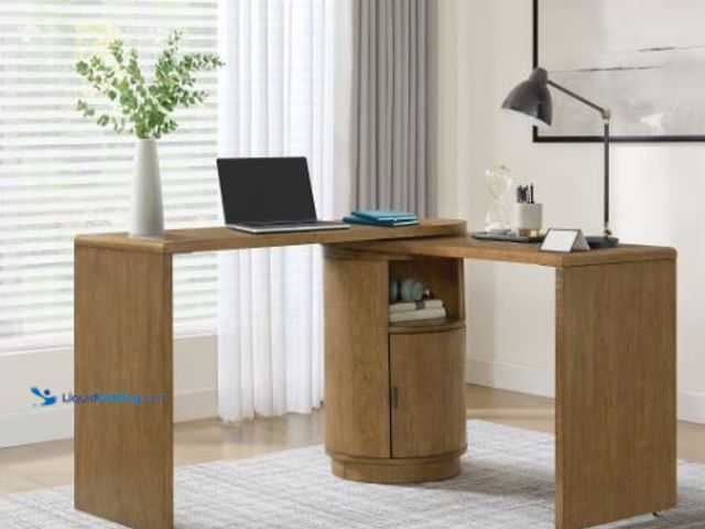 Lot 49-1518537 - ForeMost Home Camden 48” Swivel Desk in Oak With Bronze Hardware Model #1812533, Unused  Ref#HDPA071...