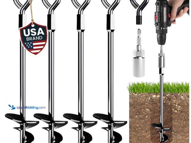 Lot 49-1575720 - 15" Ground Anchors Screw-in - Heavy Duty for High Winds - Ground Stakes - Earth Anchors for Sheds, S...