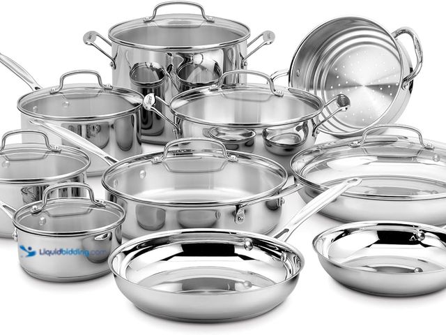 Lot 49-5544311 - Cuisinart 17-Piece Stainless Steel Cookware Set, Chef's Classic Steel Collection with Pure Aluminum ...