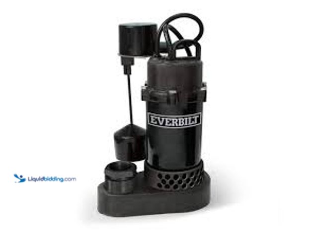 Lot 49-5488281 - Everbilt 1/2 HP Aluminum Submersible Sump Pump Vertical Switch. Model # HDSP50V. Used