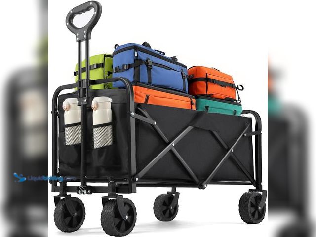 Lot 49-5437274 - Collapsible Wagon 220 lbs, Heavy Duty Wagon Carts Foldable, Portable Wagons for Groceries, Beach Car...