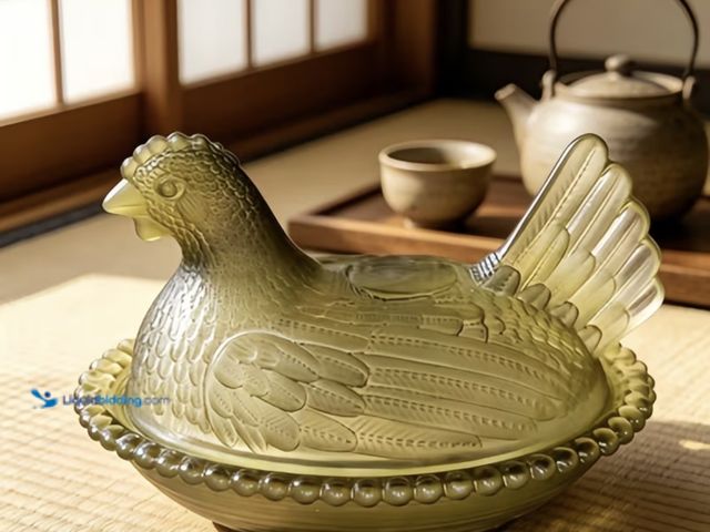 Lot 49-1792869 - New Craft Storage Box Vintage lighter Green acrylic  Chicken Shaped Nested Candy Plate Paired with a...