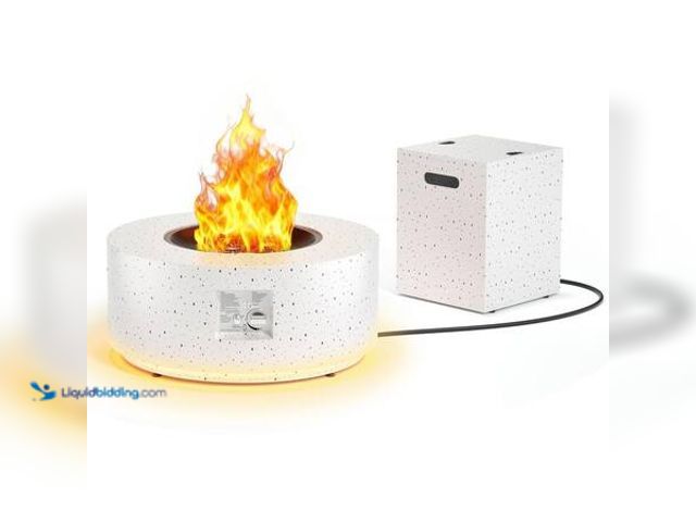 Lot 49-5553147 - eVita Outdoor Fire Pit Table Propane Gas Fire Pits with LED Light, 30 in. Round Firepit Table with T...