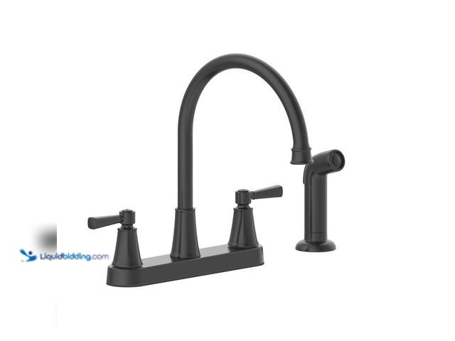 Lot 49-3617015 - Glacier Bay Melina Double-Handle Kitchen Faucet w/ Side Sprayer in Matte Black - Unused UPC 89385298...