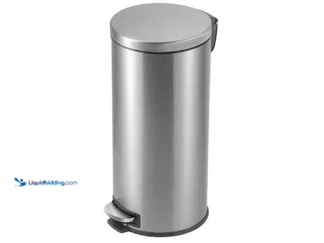 Lot 49-3611923 - StyleWell 8 Gal. (30 L) Stainless Steel Round Step-On Trash Can, Model # STY-SOT-30-1, Unused.  Ref#...