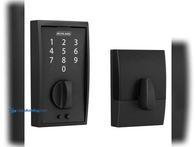 Lot 49-5544342 - Schlage Century Matte Black Electronic Touch Keyless Touchscreen Deadbolt with Thumbturn. Model # BE...