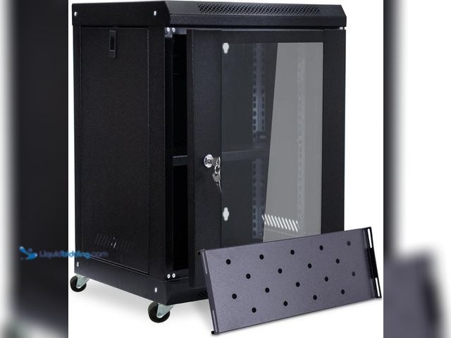 Lot 49-5487541 - 12U Server Rack Cabinet, Portable Rolling, 16 Inch Wall Mount, Black, Metal Case, Compatible with De...