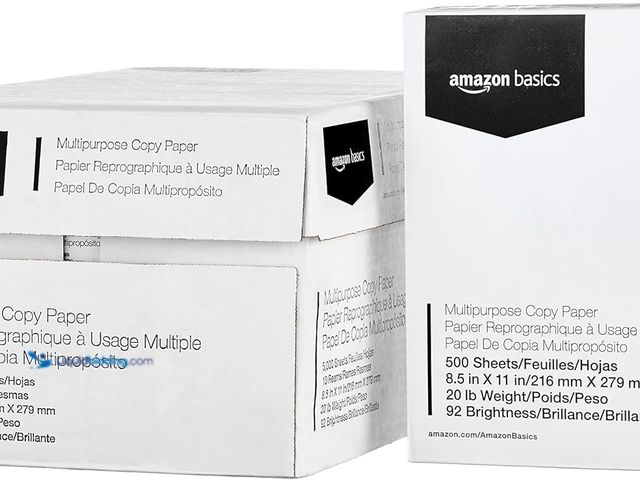 Lot 49-5544549 - Amazon Basics Multipurpose Copy Printer Paper, 20 lb, 8.5 x 11 Inches, 10 Reams (5,000 Sheets), 92 B...