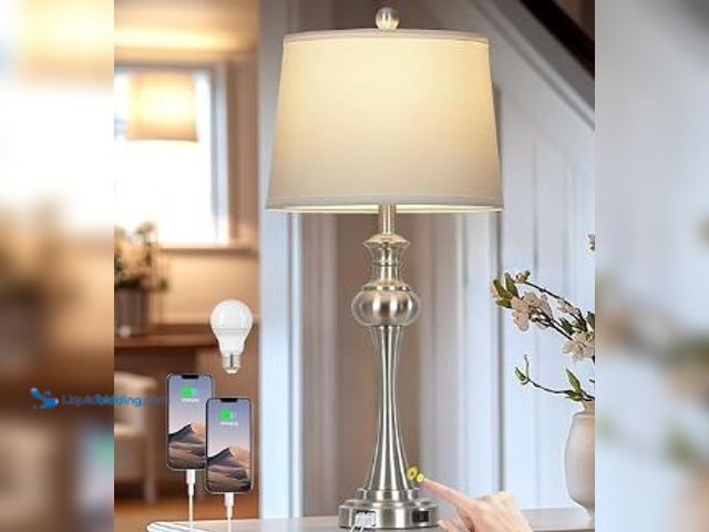 Lot 49-3464389 - 28.75" Silver Table Lamps for Living Room,3 Way Touch Control Table Lamp, Bedside Desk Lamp with Met...