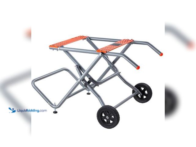 Lot 49-1631974 - VEVOR Portable Table Saw Stand, 350lbs Load Capacity, Rolling Foldable Table Saw Table with 8" Rubbe...
