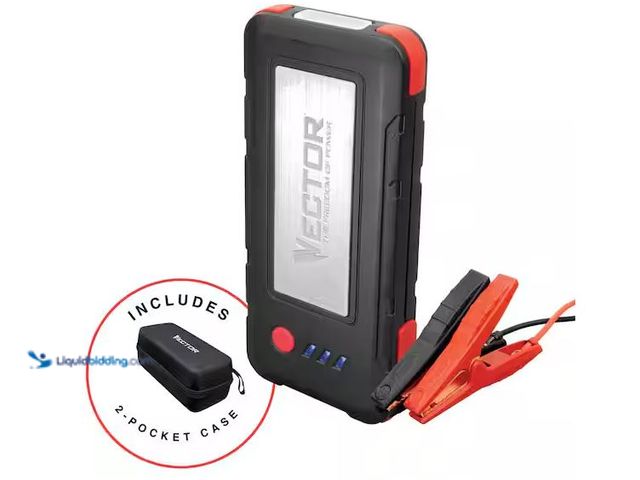 Lot 49-1576497 - VECTOR 1600 Peak Amp Automotive Lithium Jump Starter, Portable Power-USB-A(15W), USB-C(30W), Power I...