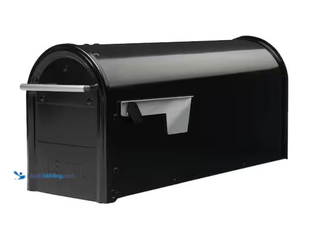 Lot 49-1631243 - Architectural Mailboxes Franklin Black, Medium, Steel, Post Mount Mailbox with Satin Nickel Handle, ...