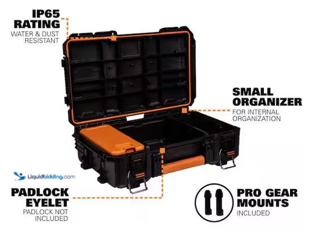 Lot 49-5460981 - RIDGID
Pro Gear System Gen 2.0 Stackable Tool box, Durable Power Tool Case, and Compact Organizer I...