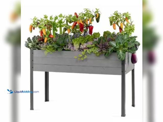 Lot 49-2025383 - cedarcraft Beautiful. Functional. Sustainable. 21 in. Gray Spruce Elevated Rectangular Outdoor Raise...