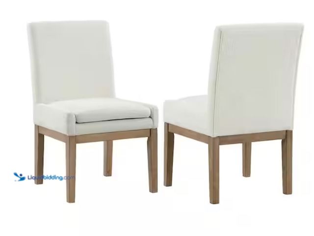 Lot 49-2020933 - Steve Silver Aubrey Brown Frame with Eggshell Polyester Upholstered Arm Chair (Set of 2), Model # AB...