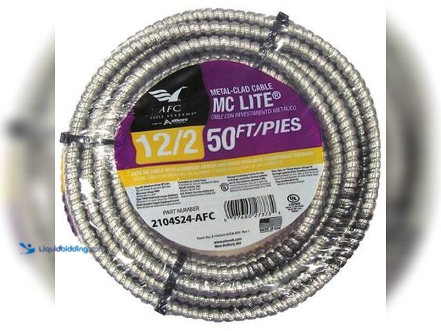 Lot 49-5544416 - 12/2 x 50 ft. Solid MC Lite Cable. Model # 2104S24-AFC. Unused