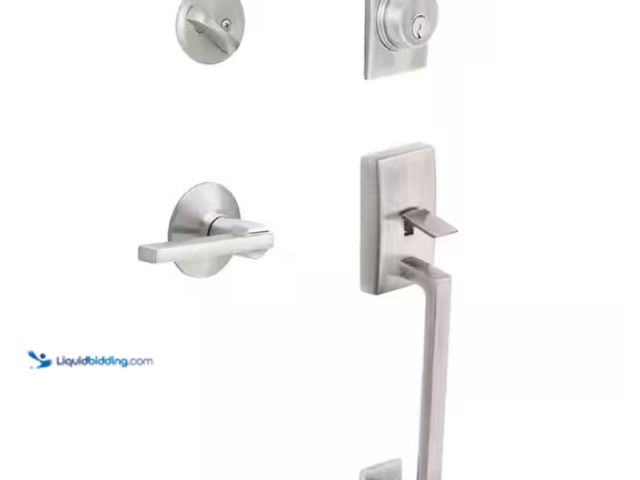Lot 49-3433471 - Schlage Century Satin Nickel Single Cylinder Door Handleset with Latitude Handle, Model # F60 G CEN ...
